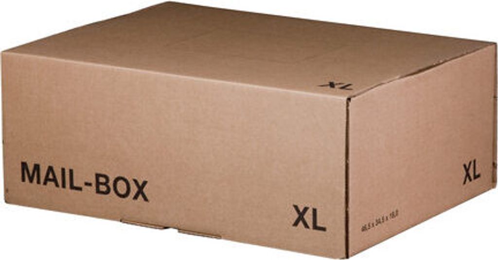 20x Versandkarton 460x333x174mm MAILBOX XL mit Steckverschluss wiederverschließbar braun