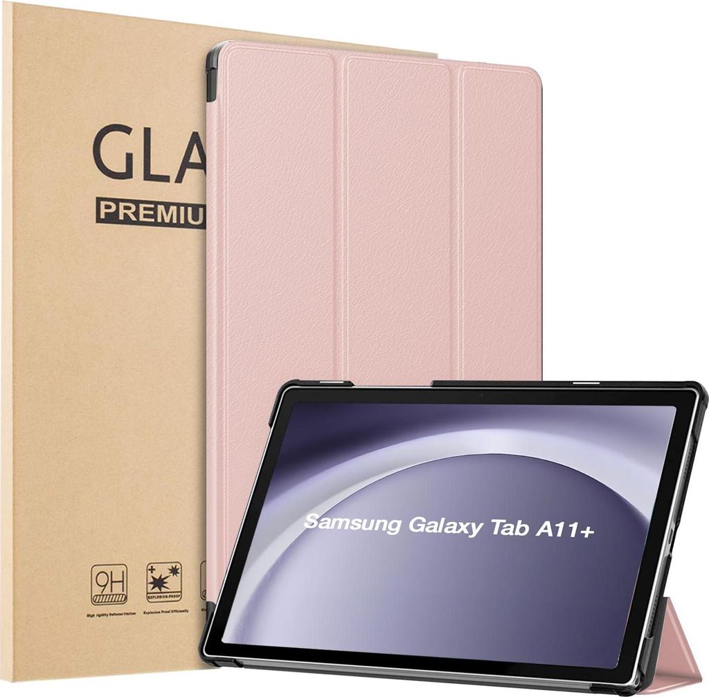 Schutzhülle + 2x 9H Display Glas für Samsung Galaxy Tab A11+ 2025 11 Zoll Cover Case Schutz Tablet Farbe: Rosegold