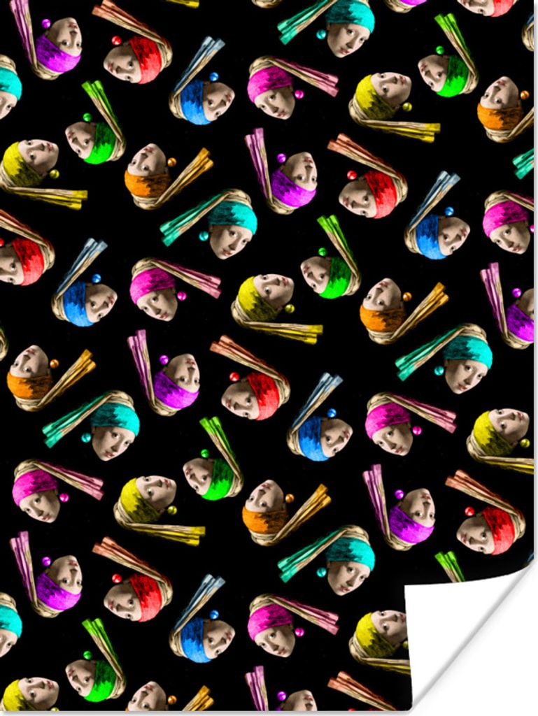 MuchoWow Poster Girl with a Pearl Earring - Muster - Regenbogen 120x160 cm - Wandbilder