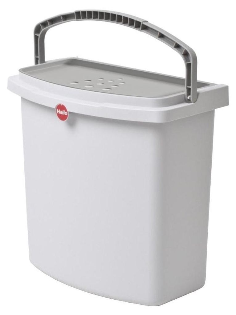 Hailo Multifunktionseimer mit Deckel 12L hellgrau – stabil Produktbild 