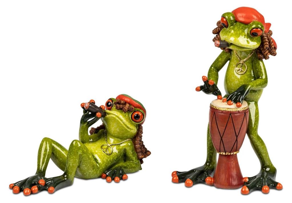 formano 2er Set Dekofigur Reggae Frösche Handbemalt Serie Froschhausen glänzend