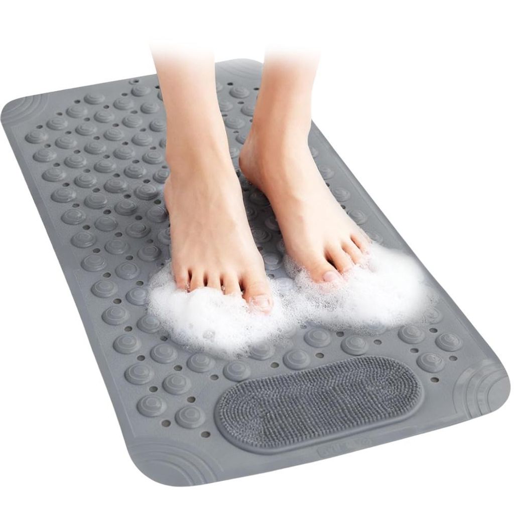 Šedá koupelnová rohož z PVC, 69 × 36 cm, s přísavkami, Obrázek produktu 
