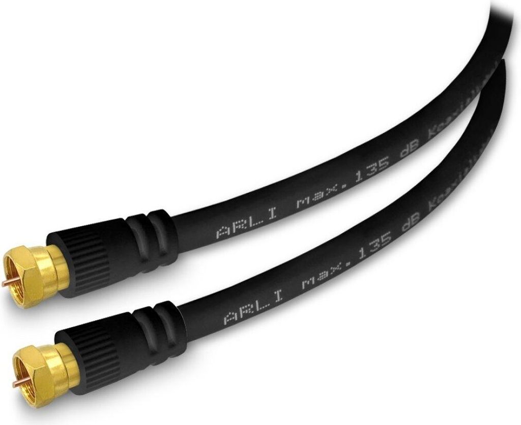 2m ARLI HD Sat TV Anschlusskabel schwarz – max. 135 dB 5-fach geschirmt | vergoldete F-Stecker | DVB-S/S2 DVB-T/T2 DVB-C/C2 4K 8K HDTV