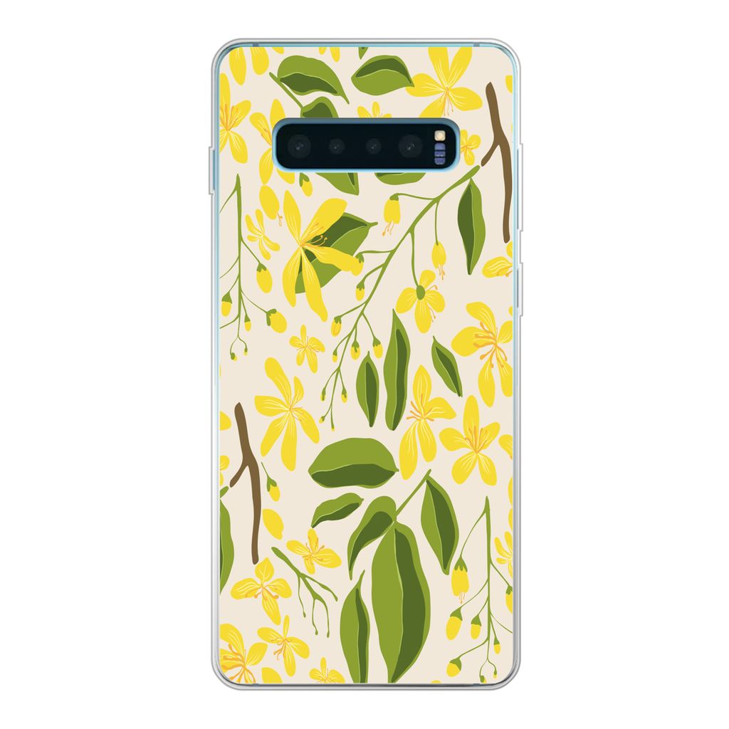 MuchoWow Handyhülle Schutzhülle Hülle für Samsung Galaxy S10 Lite Blume - Gelb - Muster Silikon Softcase Handy Hülle - Schutz