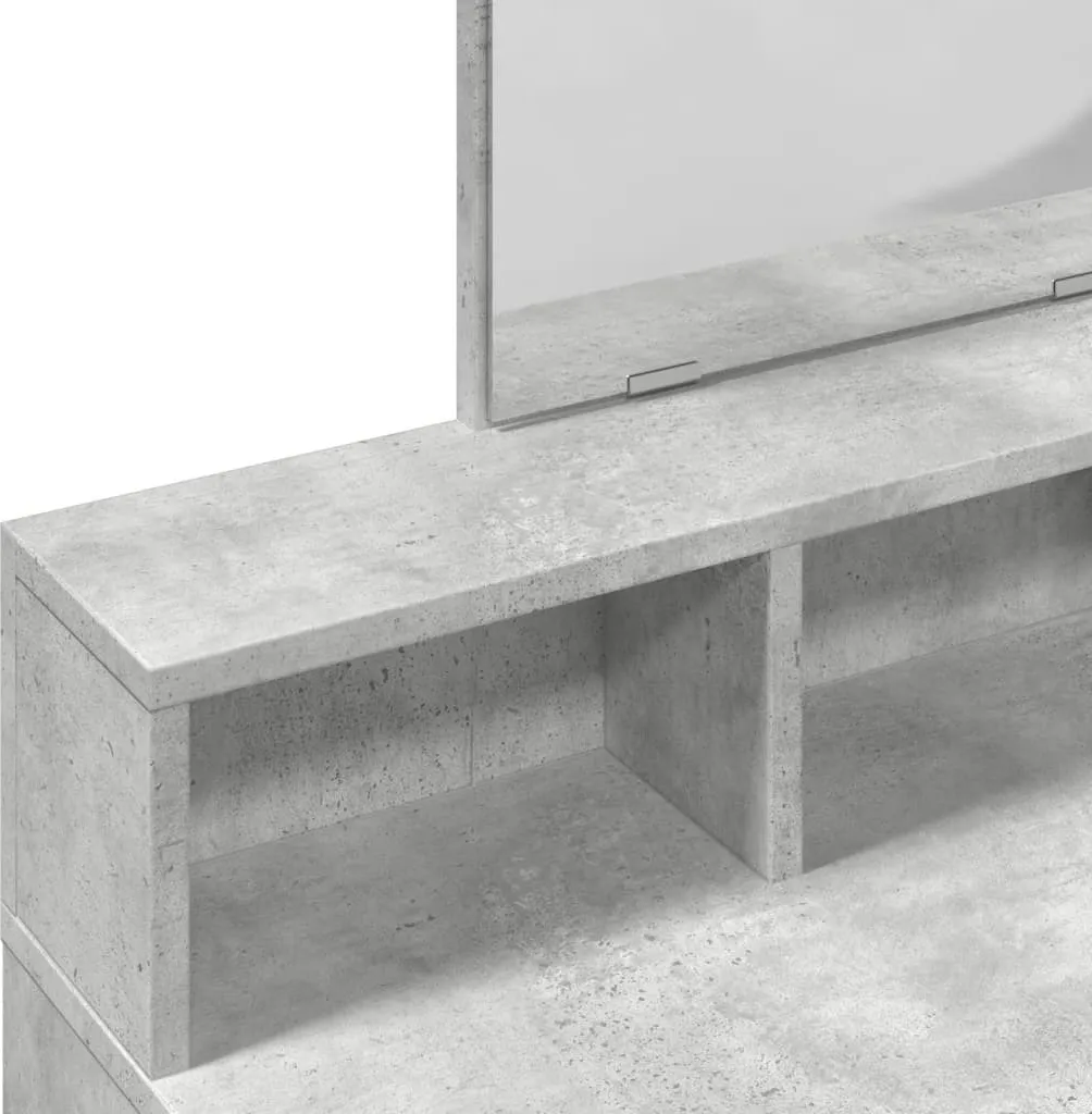 Miglior Tavolo da Trucco Grigio Cemento 80x41x144,5 cm | Specchio Incluso - 7
