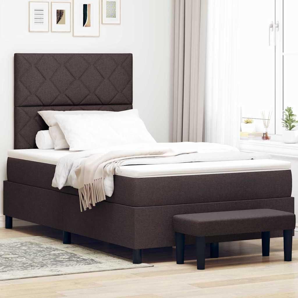 Maison Exclusive - Boxspringbett mit Kopfteil Dunkelbraun 120 x 200 cm Stoff