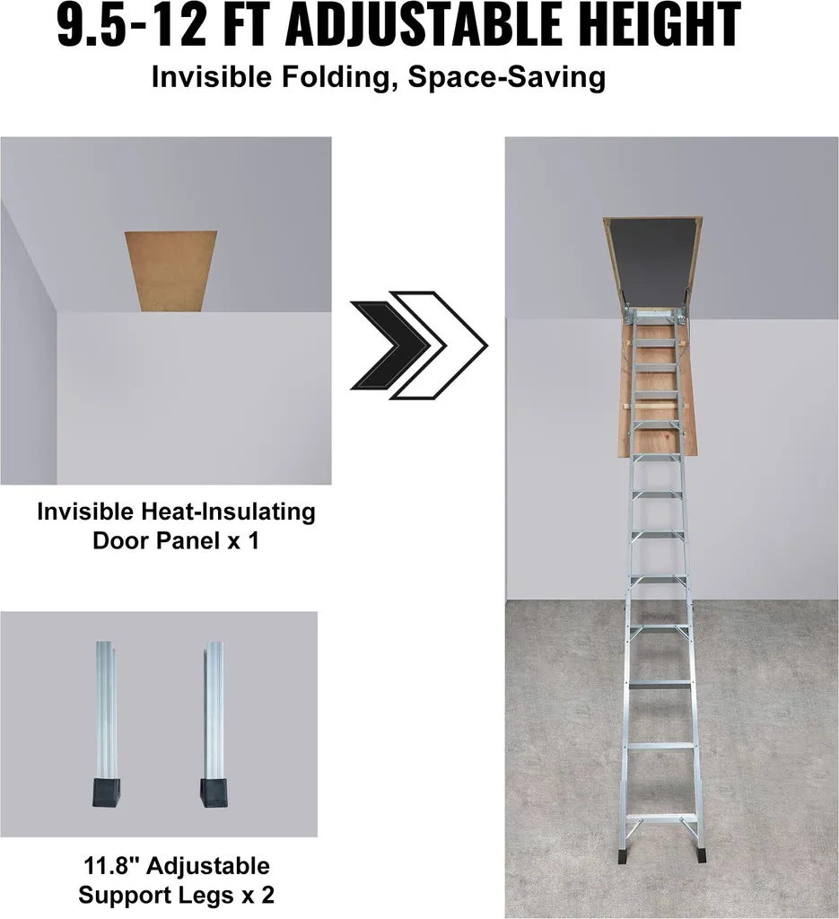 Escabeau de grenier pliable aluminium - Solution gain de place plafond - 6