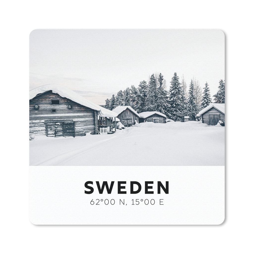 MuchoWow Mauspad Mousepad Schweden - Skandinavien - Schnee - Winter 20x20 cm - Mousepads - Maus Mat - Pad - Mausunterlage - Desk Mat - Bureauarti...