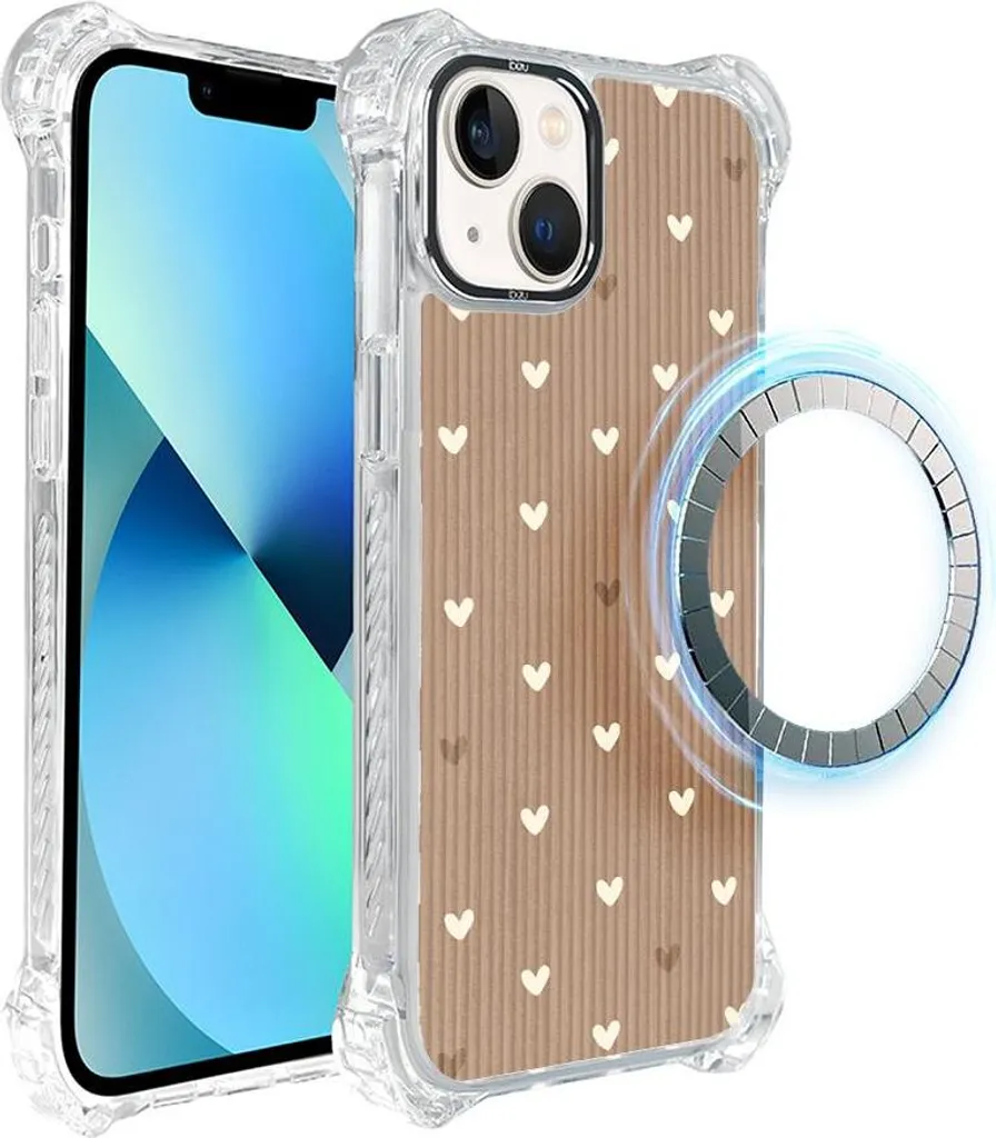 iPhone 13 Custodia IBIZU DropGuard Ultra con MagSafe, Boho, Cuori di polvere