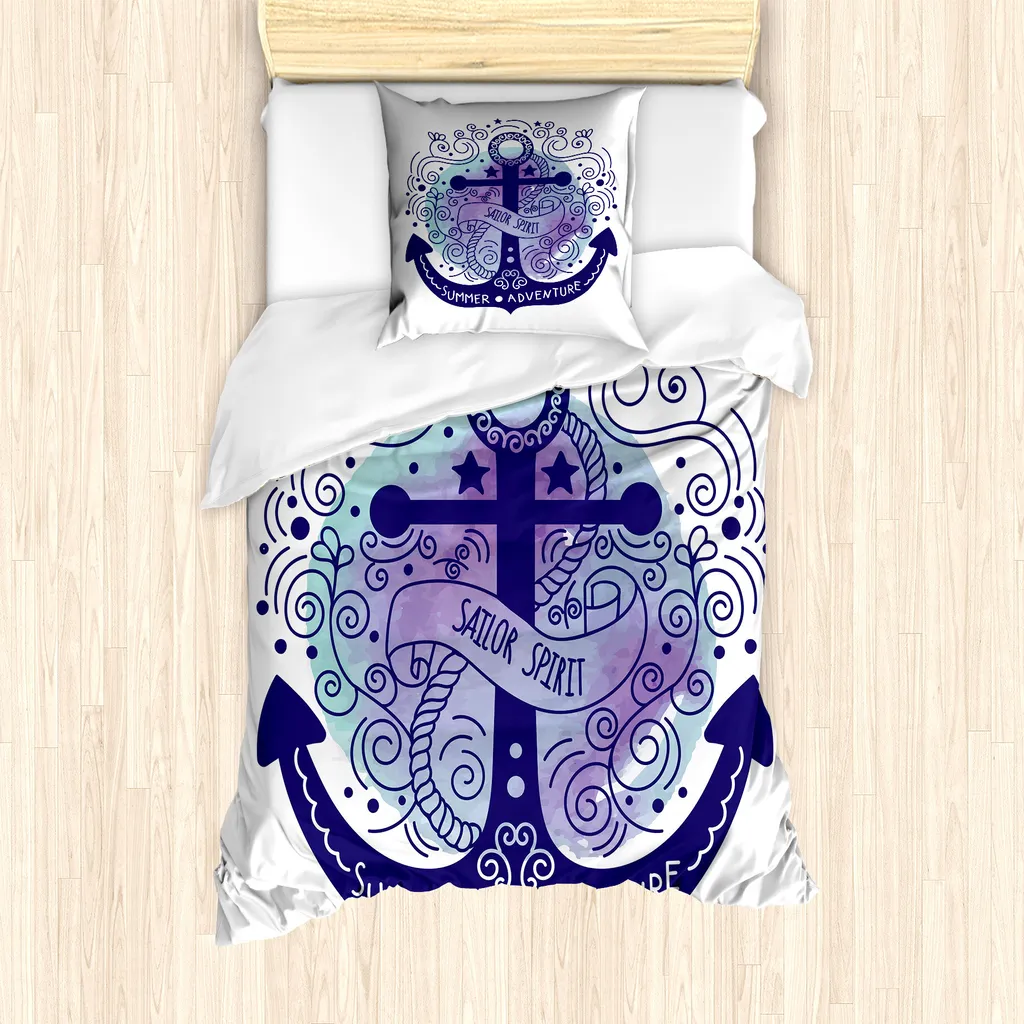 Abakuhaus Housse de Couette 135x200cm Vintage Nautical Tattoo Indigo