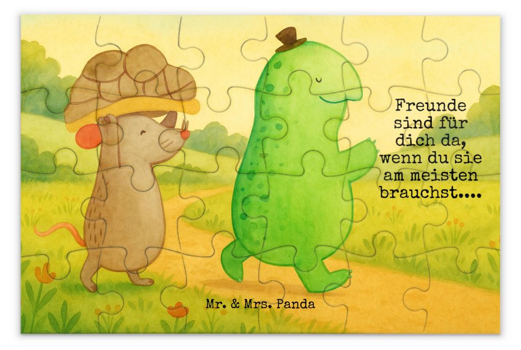 Mr. & Mrs. Panda Puzzle Schildkröte Maus Design 24 Teile - Weiß - Geschenk, Puzzlespiel, Freunde, 1500, 1000, Beste Freundin, 500, 2000
