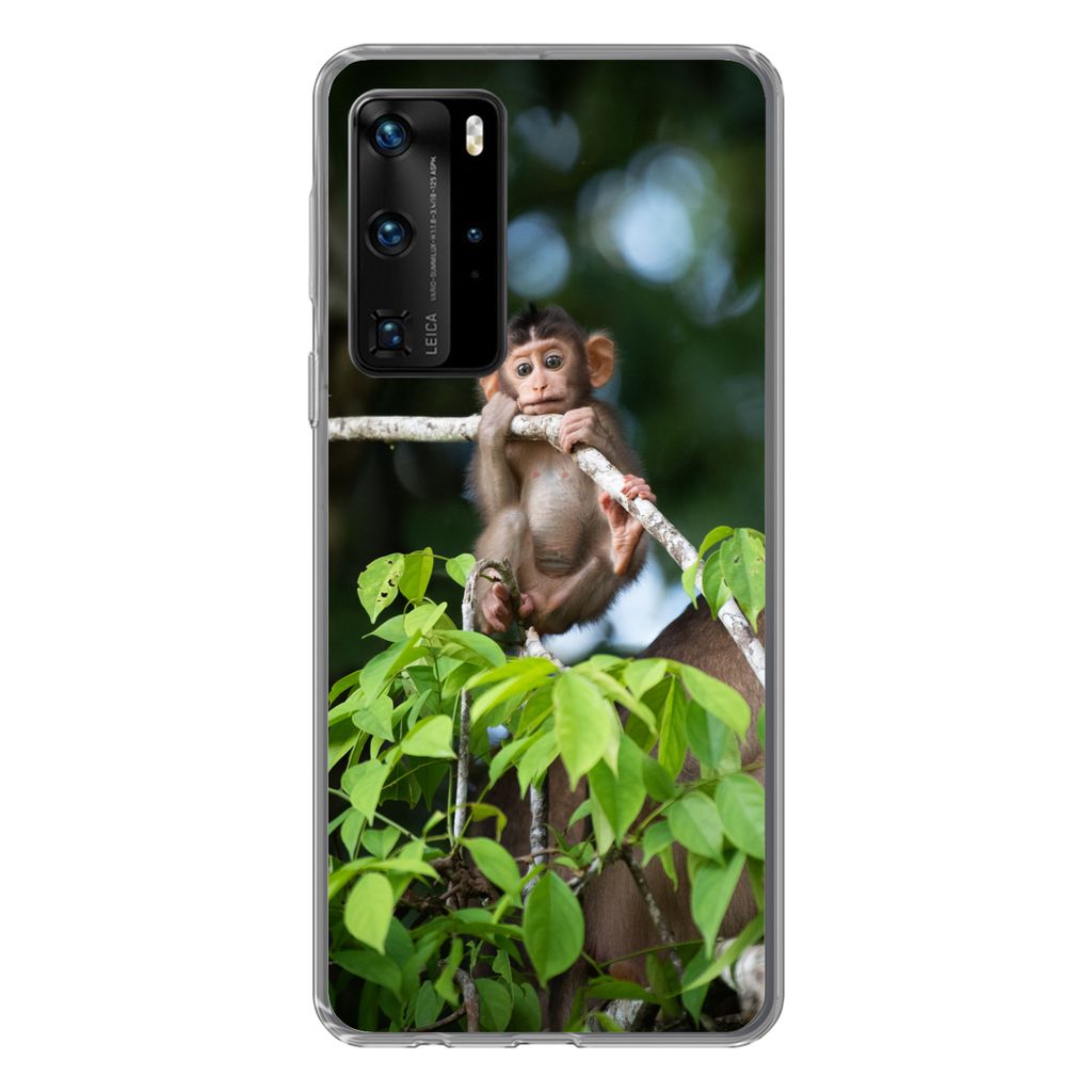 MuchoWow Handyhülle Schutzhülle Hülle für Huawei P40 Pro Baby - Affe - Äste Silikon Softcase Handy Hülle - Schutz