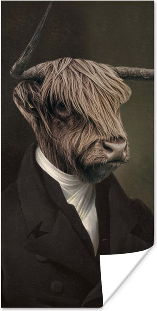 MuchoWow Poster Schottischer Highlander - Malerei - Tiere 20x40 cm - Plakat - Foto