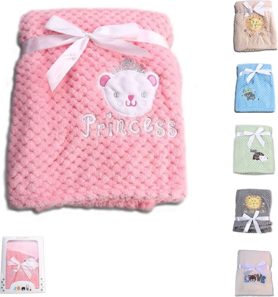 Cangaroo Babydecke Freya, Größe 80 x 110 cm kuschelige Babydecke aus Fleece rosa