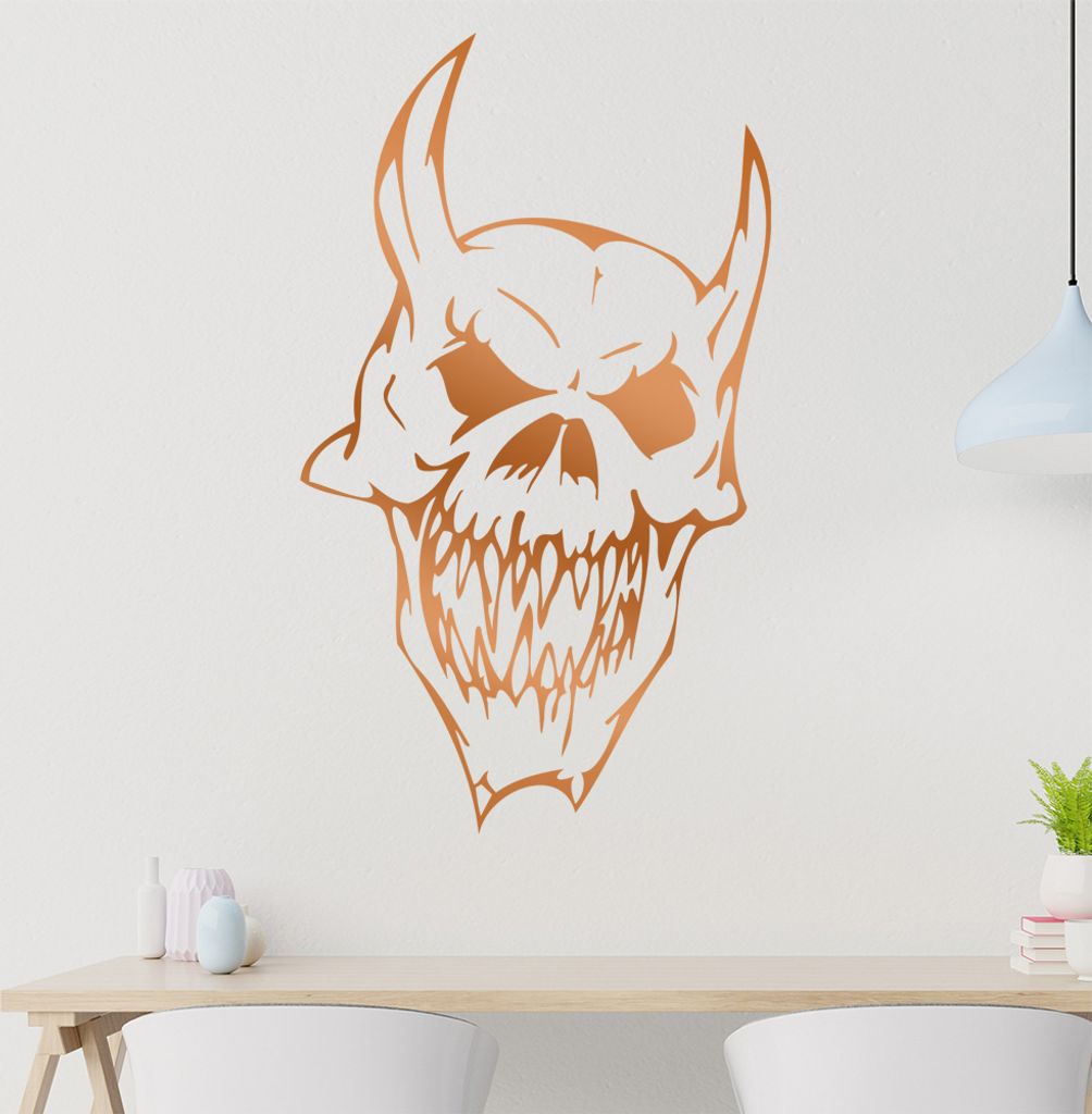 teuflische Fratze Wandtattoo in 6 Größen - Wandaufkleber Wall Sticker - Dekoration, Küche, Wohnzimmer, Schlafzimmer, Badezimmer
