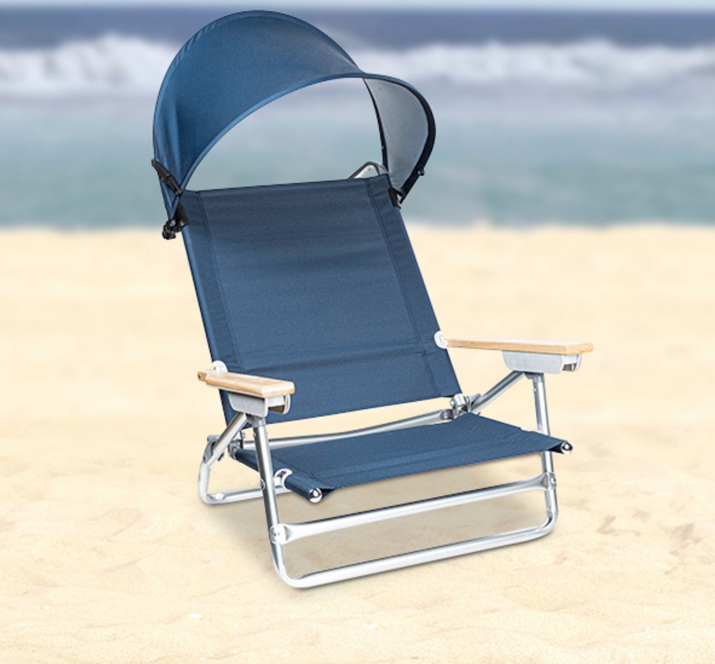Deluxe Strandstuhl, zusammenklappbar, verstellbare Rückenlehne, 78x64,5x77 cm