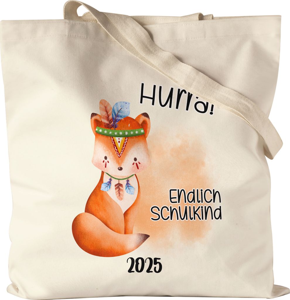 Endlich Schulkind 2025 Fuchs Jutebeutel Süßes Eichhörnchen Einschulung Geschenk Schulanfang Schuleinführung