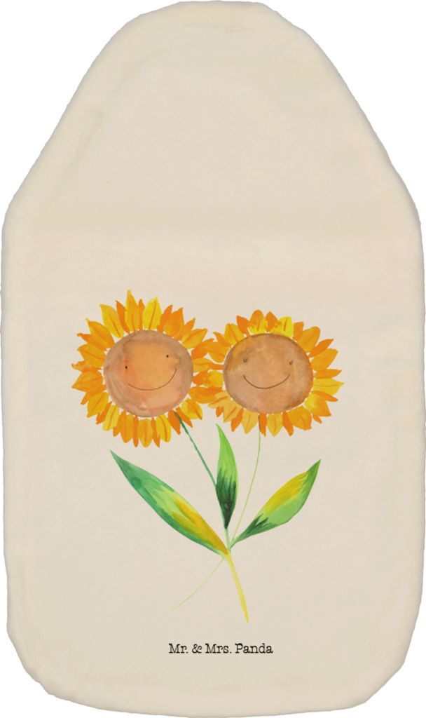 Mr. & Mrs. Panda Wärmflasche Blume Sonnenblume - Weiß - Geschenk, Zusammen, Sonnenblumen, Wärmekissen, Garten, mit Bezug, Best Friends, gummi, P...