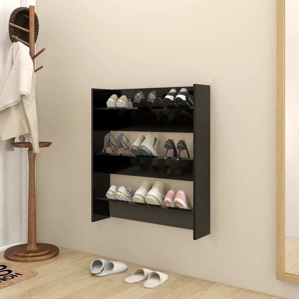 "2026 Promotion" Schuhregal, moderner Wand-Schuhschrank, Schwarz 80x18x90 cm Holzwerkstoff - Schuhständer CC27230