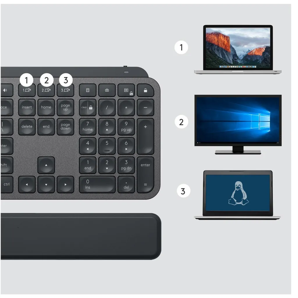 Clavier sans fil Logitech MX Keys Advanced QWERTY Anglais Graphite RF BT - 8