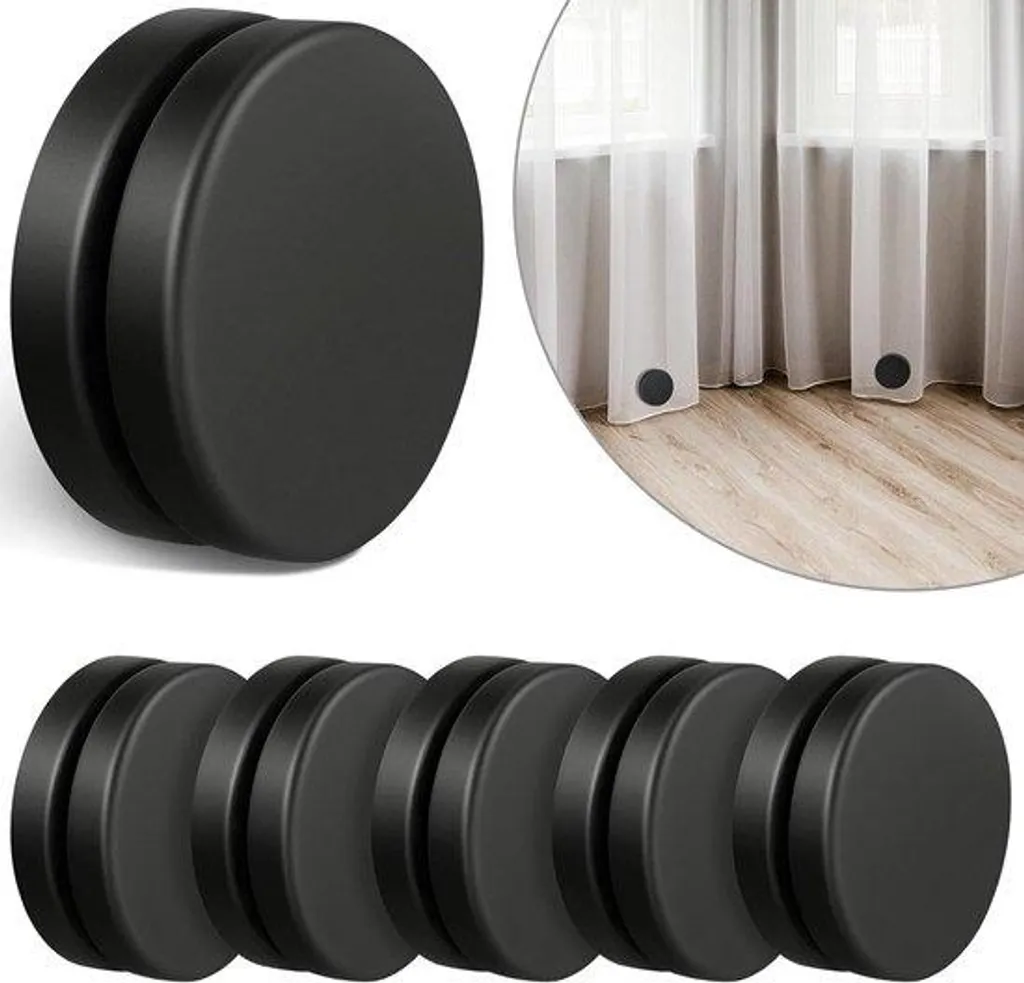 Lot de 6 rideaux magnétiques ronds noirs et imperméables pour extérieur
