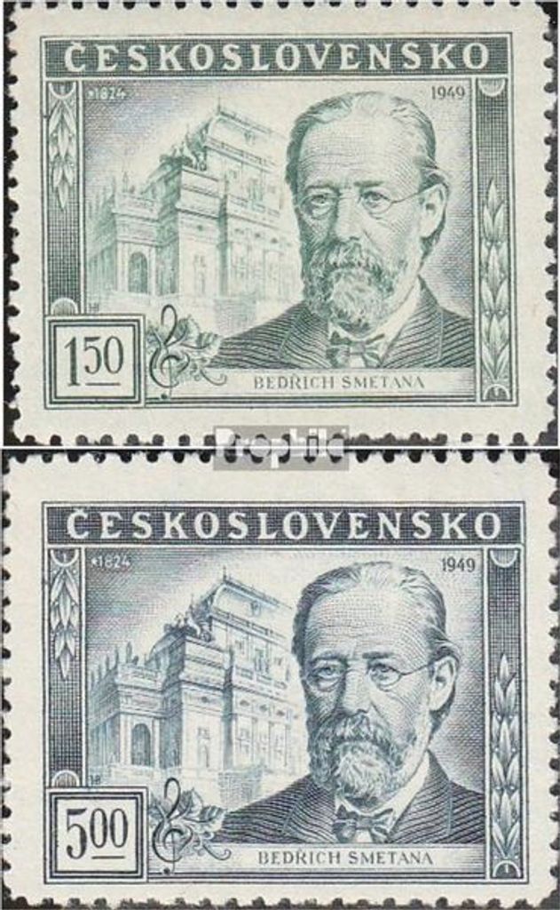 Briefmarken Tschechoslowakei 1949 Mi 578-579 (kompl.Ausg.) postfrisch Smetana