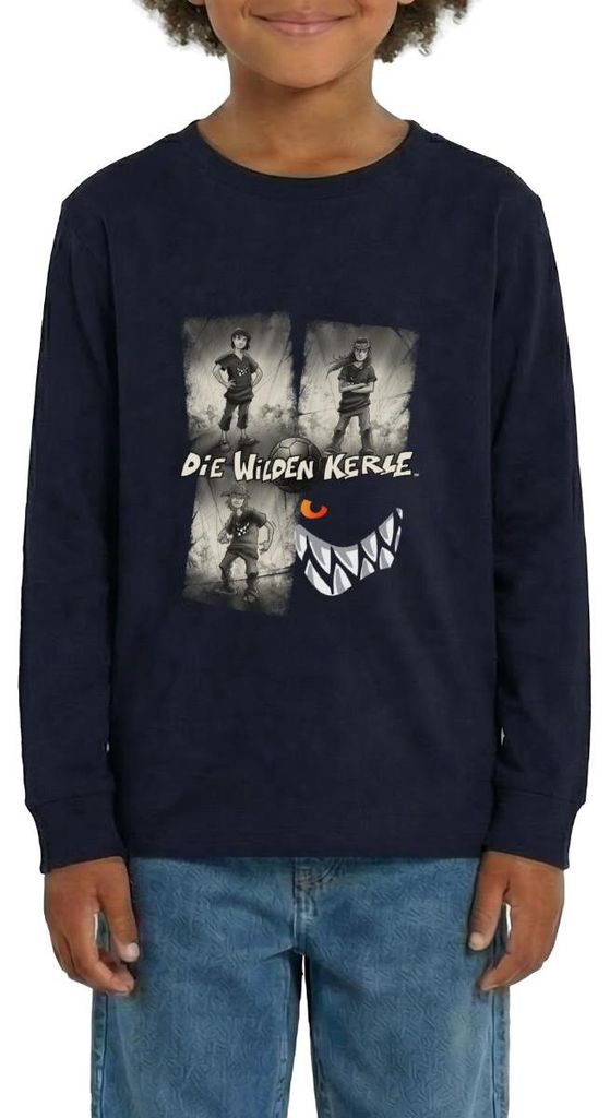 Spreadshirt Die Wilden Kerle Quartett Vintage Teenager Premium Langarmshirt, 158/164 (12 Jahre), Navy