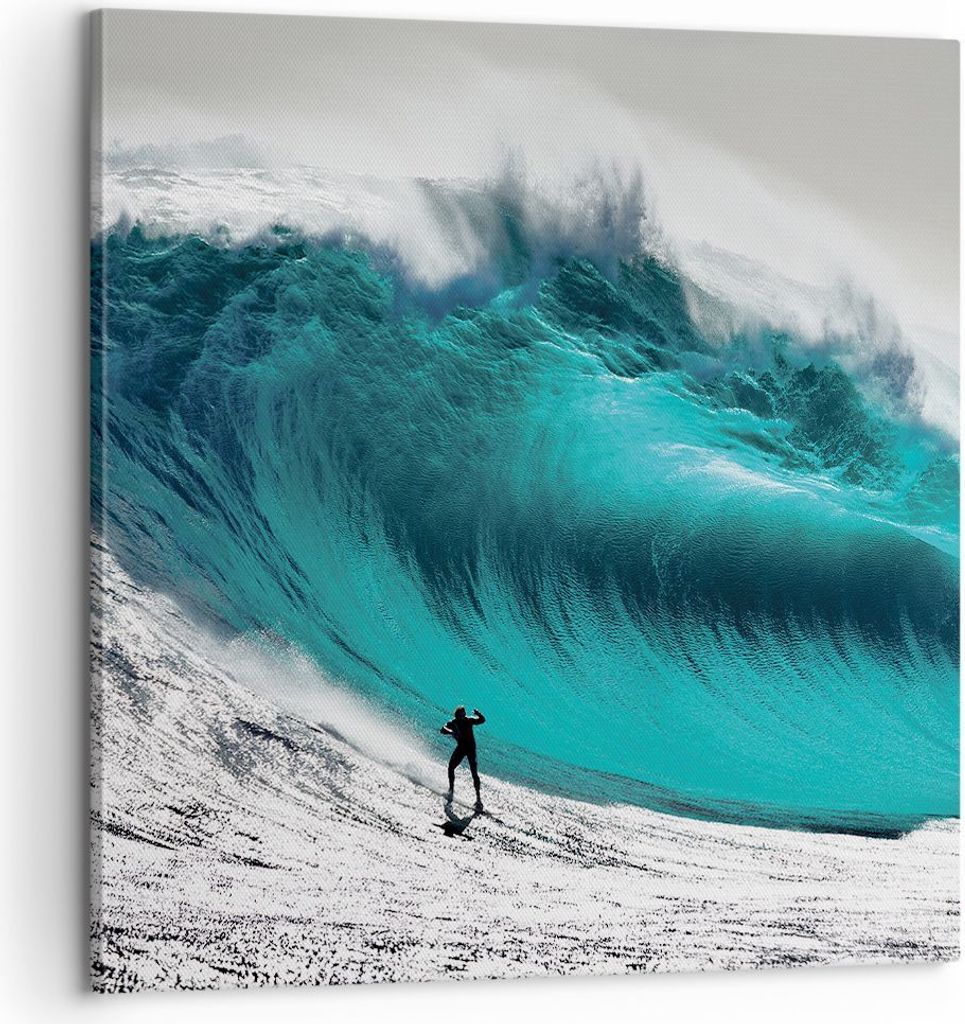 Bild auf Leinwand - Leinwandbild - Einteilig - Surfen Welle Türkis - 60x60cm - Wand Bild - Wanddeko - Wandbilder - Leinwanddruck - Bilder - Wandde...