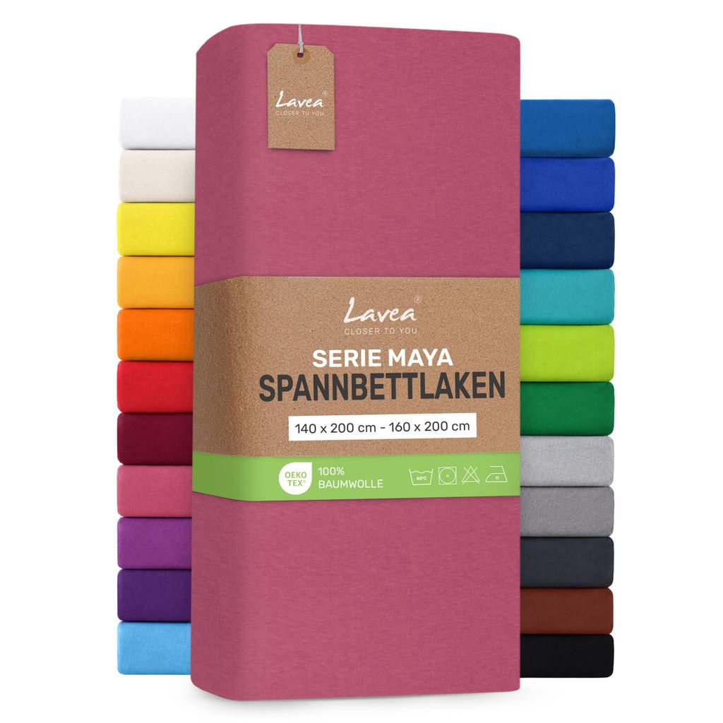 Lavea® Spannbettlaken 140x200cm - 160x200cm, Maya, 100% Produktbild 