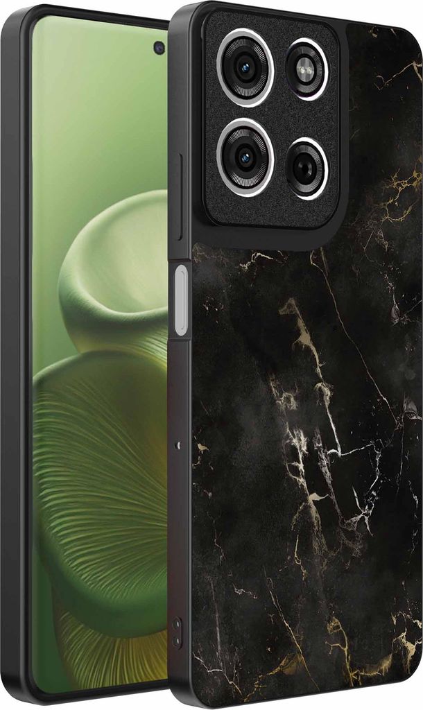 Geeignet für Motorola Edge 60 Telefon Fall mit Marmor-Druck - TPU zurück Abdeckung Fall schwarz Marmor-Design - Schwarz - Smartphonica