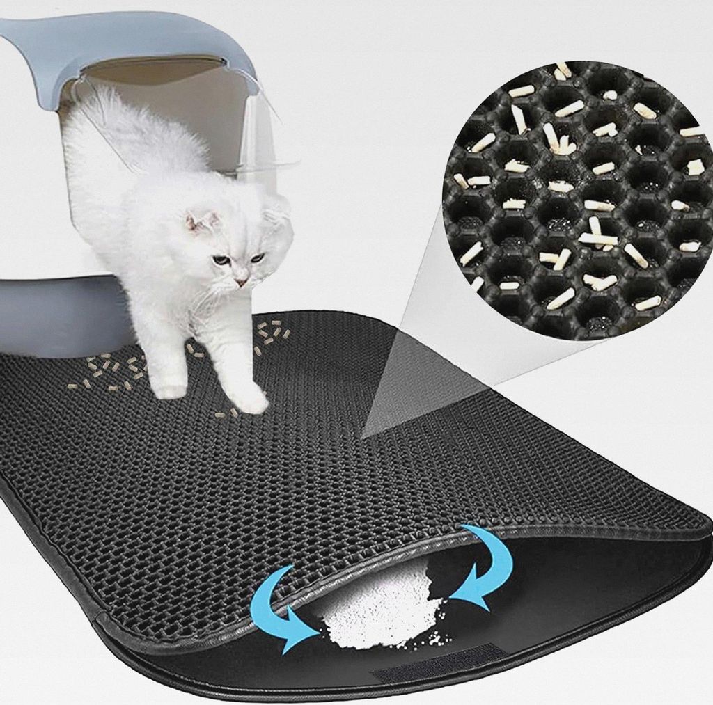 Katzenklo Matte,45x30 cm Honeycomb Double Layer Non-Slip Katzenstreumatte Katzenmatte Urin- Und Wasserdichtes Material Katzenstreu Matte Für Litte...