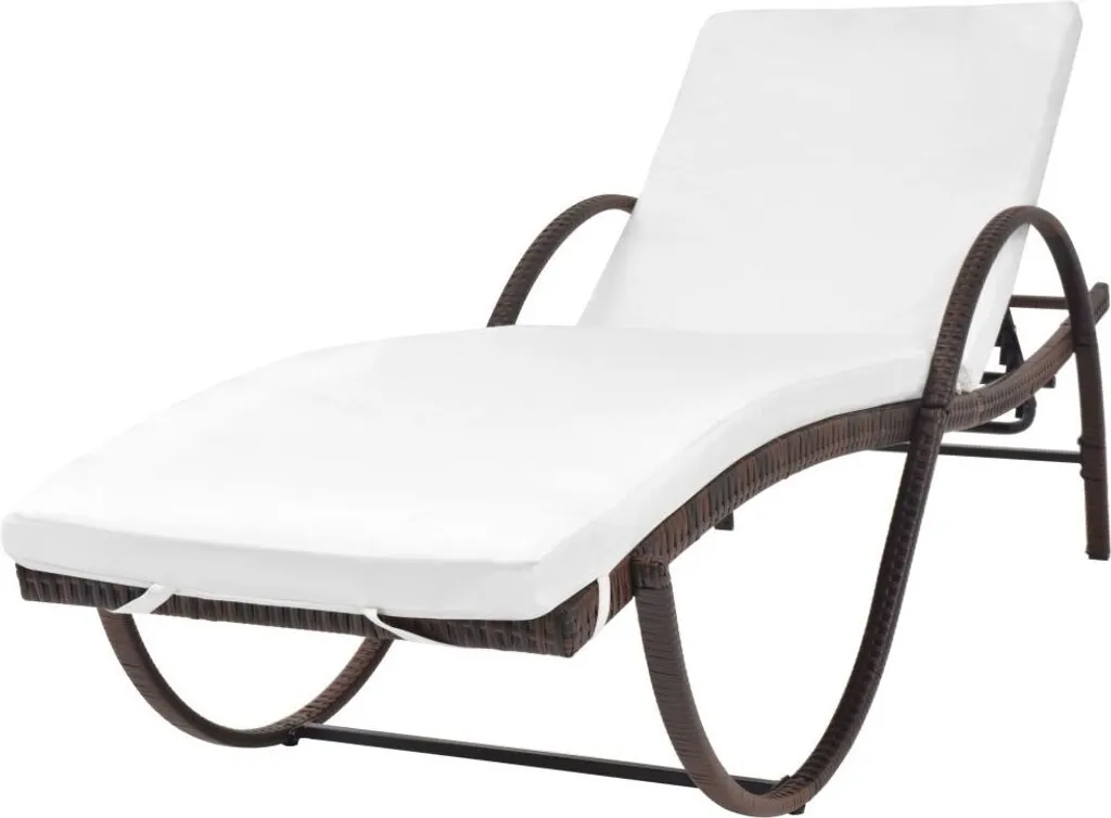 Lit de jardin modulable en poly rotin marron avec tablette intégrée - 14