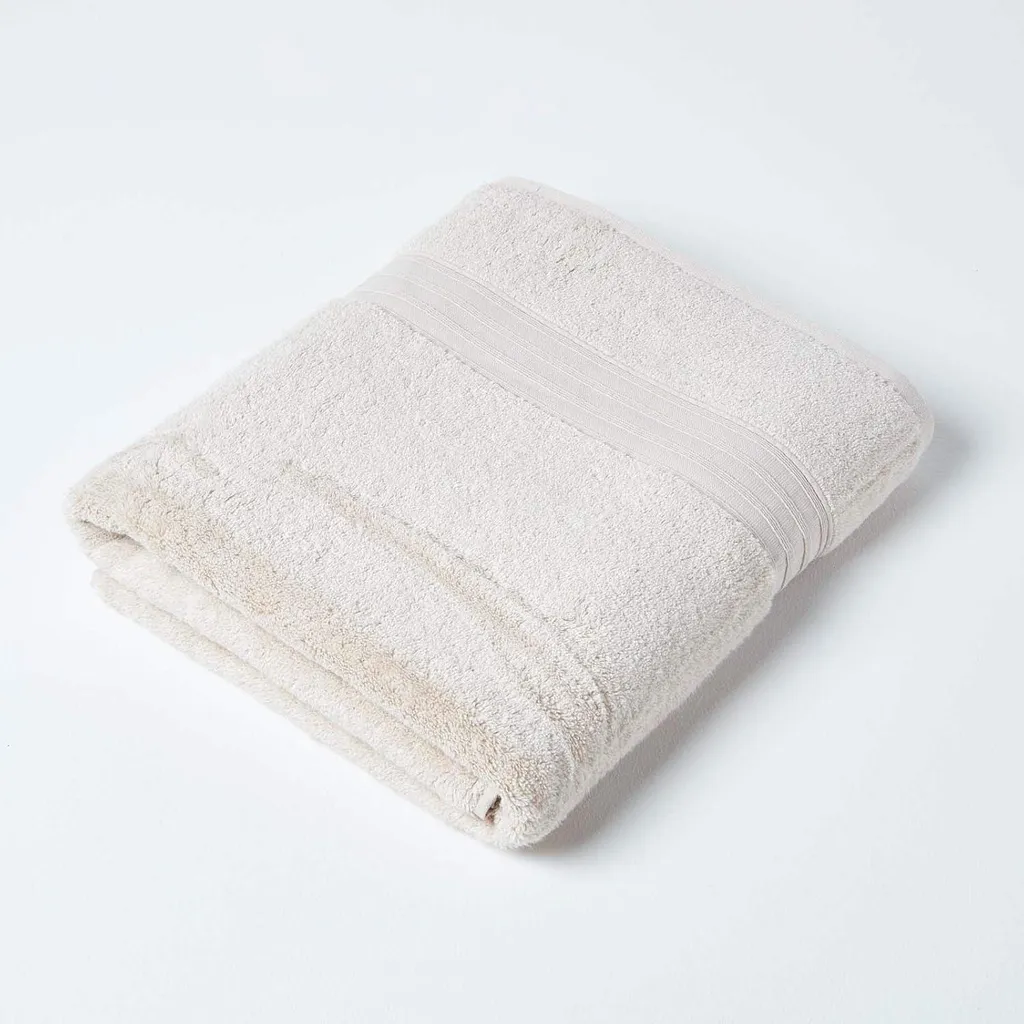 Grand drap de bain beige coton Supima idéal pour spa et bien-être