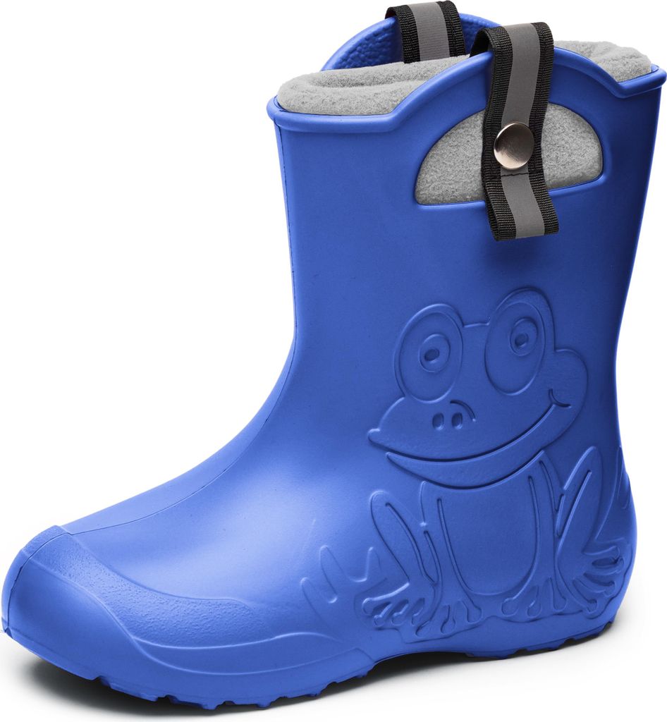 Ladeheid Kinder Federleichte Gummistiefel Thermo Fütterung Mädchen Jungen Rutschfest Regenstiefel Kinder Regenschuhe LA-CA-Frog245 (Blau, 34/35 EU).