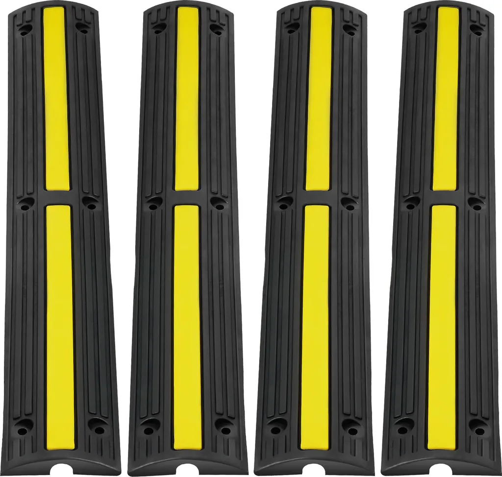 Protège-câble de Sol en Caoutchouc Noir 1 Voie 100cm VEVOR Pack de 4