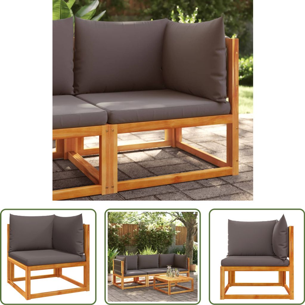The Living Store Garten-Ecksofa mit Kissen Massivholz Akazie