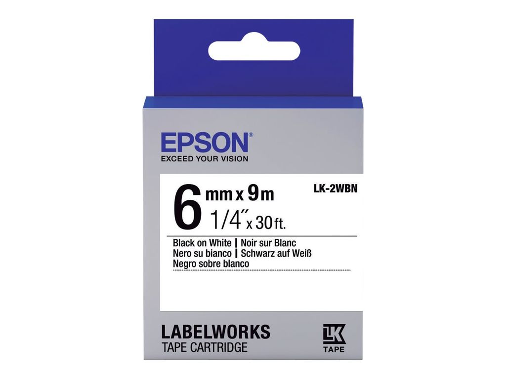 Epson LK-2WBN Etiketten erstellendes Band Schwarz auf weiss