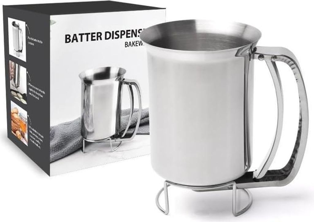 PIQIUQIU Edelstahl Kuchen Teigportionierer Kuchen Teigspender Backen DIY Werkzeug, um Kuchen, Pfannkuchen, Muffins, Waffeln zu Machen, 900 ml