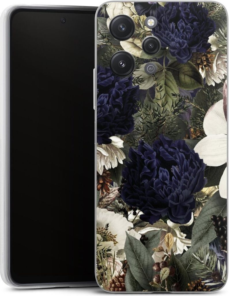 DeinDesign Slim Hülle für Xiaomi Redmi 12 Silikon Case Ultra Dünn Handyhülle Blumen Utart Vintage