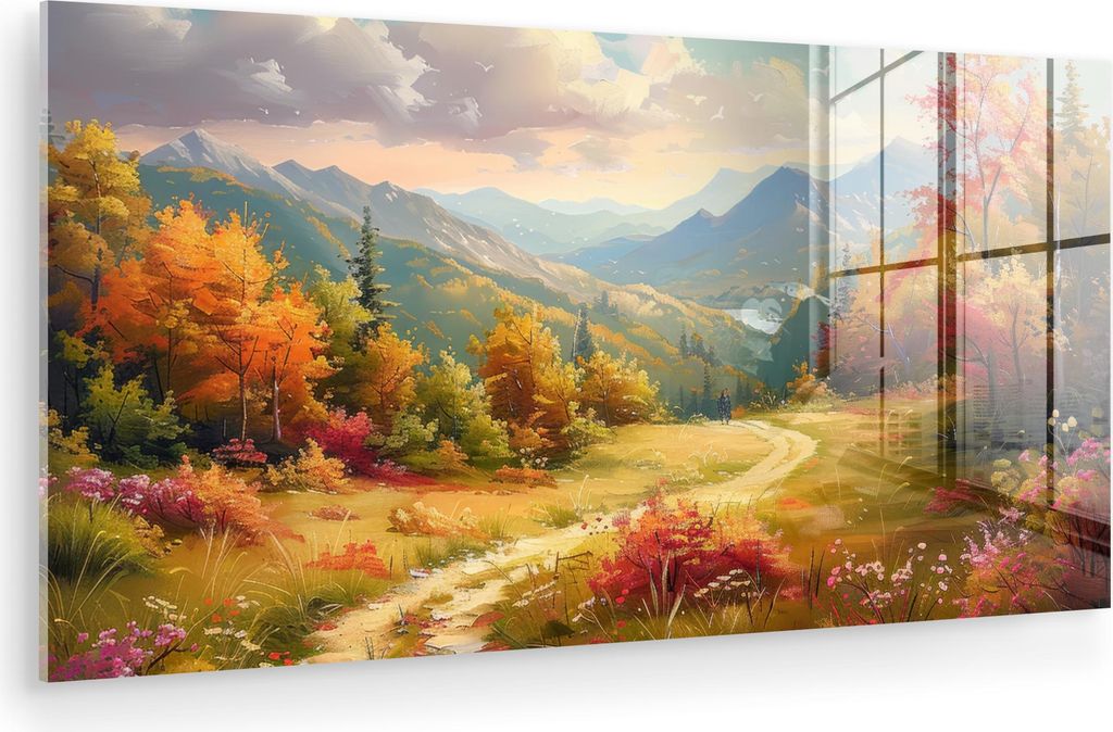 MuchoWow Glasbilder - Bilder auf Wandbild - Foto auf Glas Landschaft - Illustration - Natur 120x60 cm Wanddekoration aus Glas - Acrylglasbild - Acr...