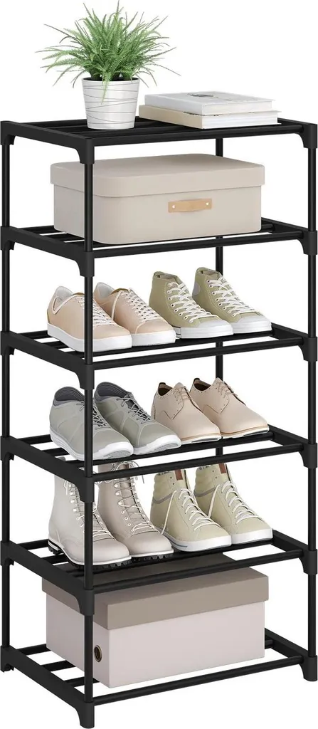 Étagère à chaussures gain de place 5 niveaux noir fini le désordre