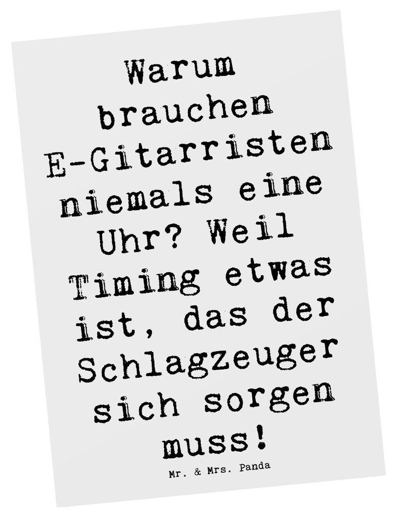 Mr. & Mrs. Panda Postkarte Spruch E-Gitarre Timing - Weiß - Geschenk, elektrische Gitarre, Ansichtskarten, Musikgenre, Musik, Instrument, bildkart...