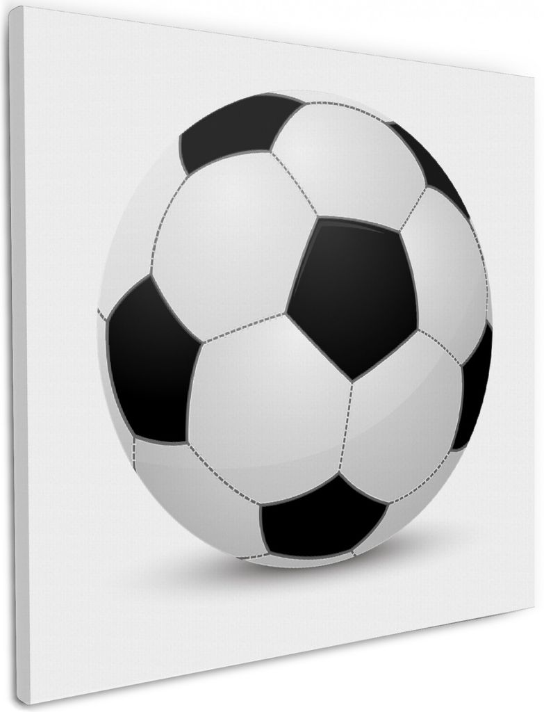 Wallario Premium Leinwandbild Fußball klassisch vor weißem Hintergrund in Größe 50 x 50 cm