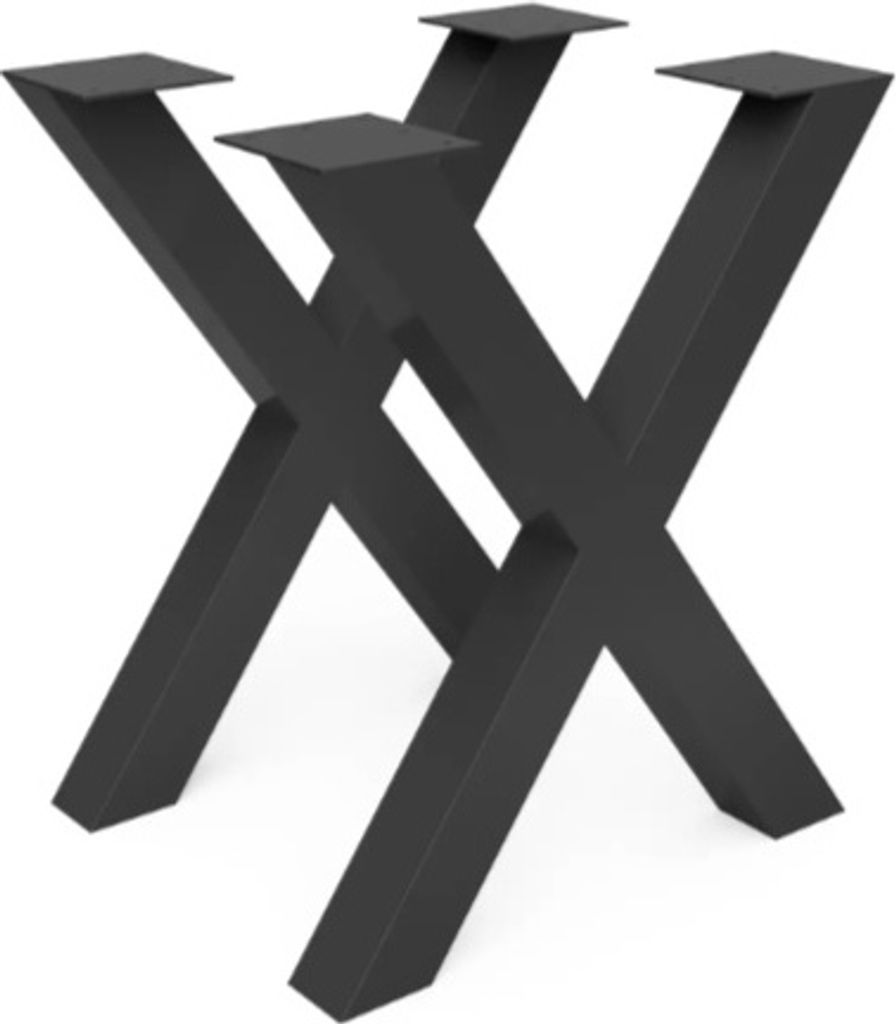 Satz Tischbeine X Black Loft 60x72 cm, Metallbeine X, Profil 60x60, dining table