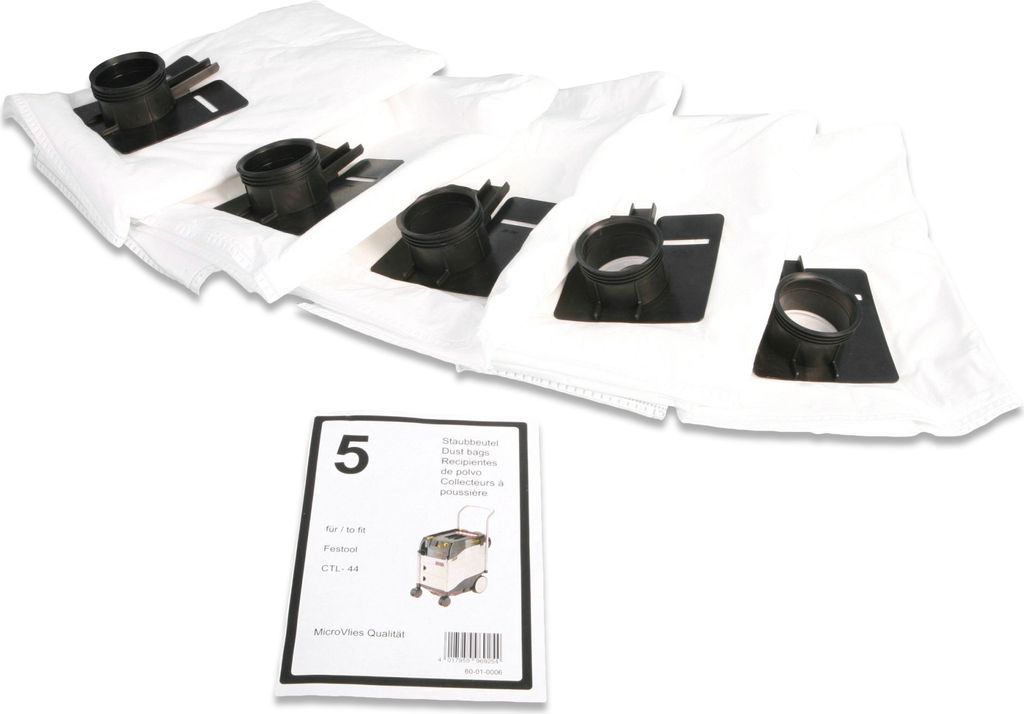 5 hochwertige Filtersäcke passend für Festool CT, CTL 44. Hohe Staubklasse