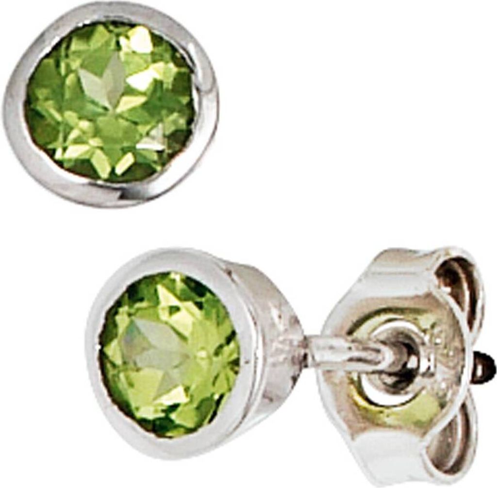 JOBO Ohrstecker 925 Sterling Silber rhodiniert 2 Peridote grün Ohrringe