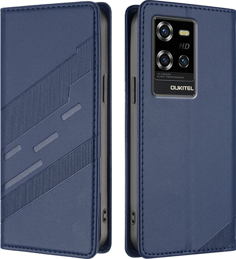 Hülle für Oukitel WP50, Kunstleder Brieftaschen Handyhülle mit Kartenfach und Standfunktion Blau