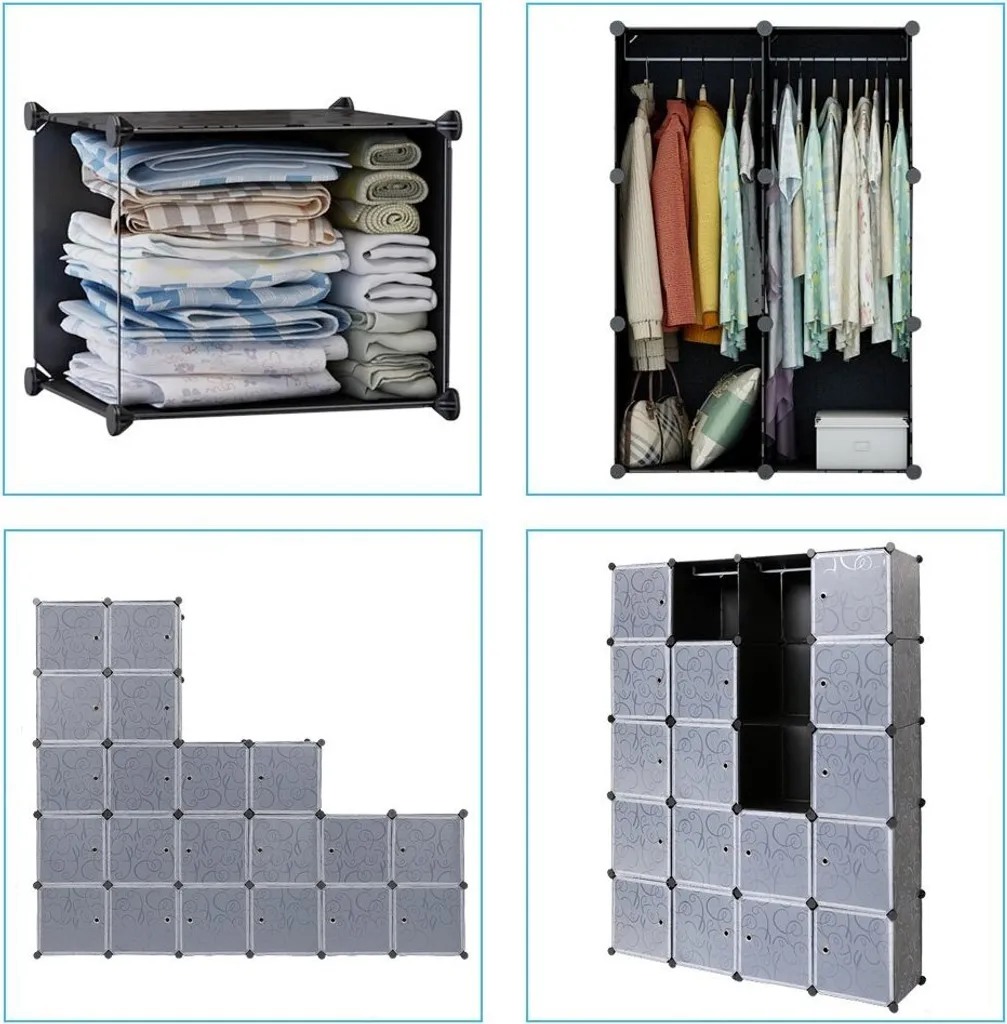 Garde-robe Modulable Noire 20 Cubes : Solution de Stockage pour Chambre