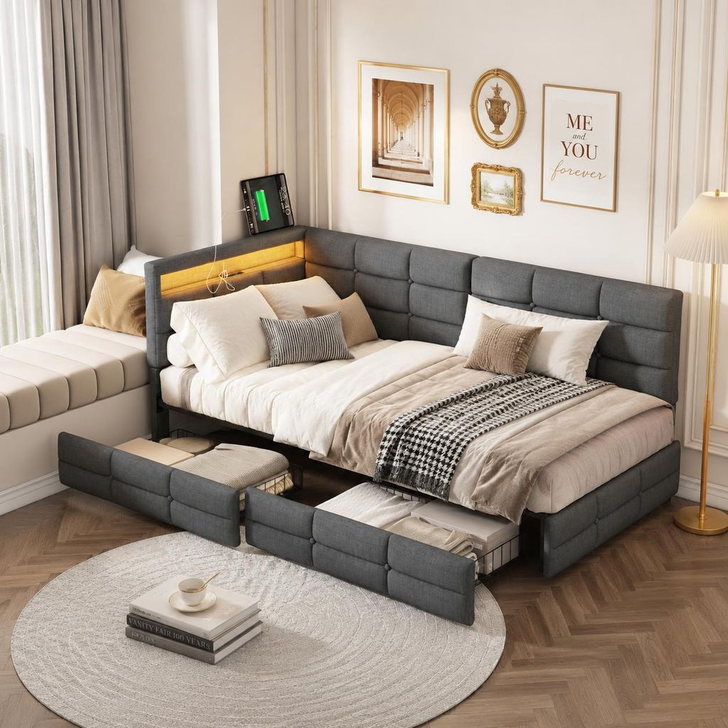 Cama infantil INONEFT de 90 x 200 cm, cama individual, Imagen del producto  Imagen generada por IA