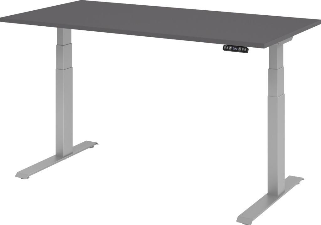 bümö Schreibtisch elektrisch XDKB - Gestell: Silber, Größe: 160 x 80 cm, Nachbildung: Graphit